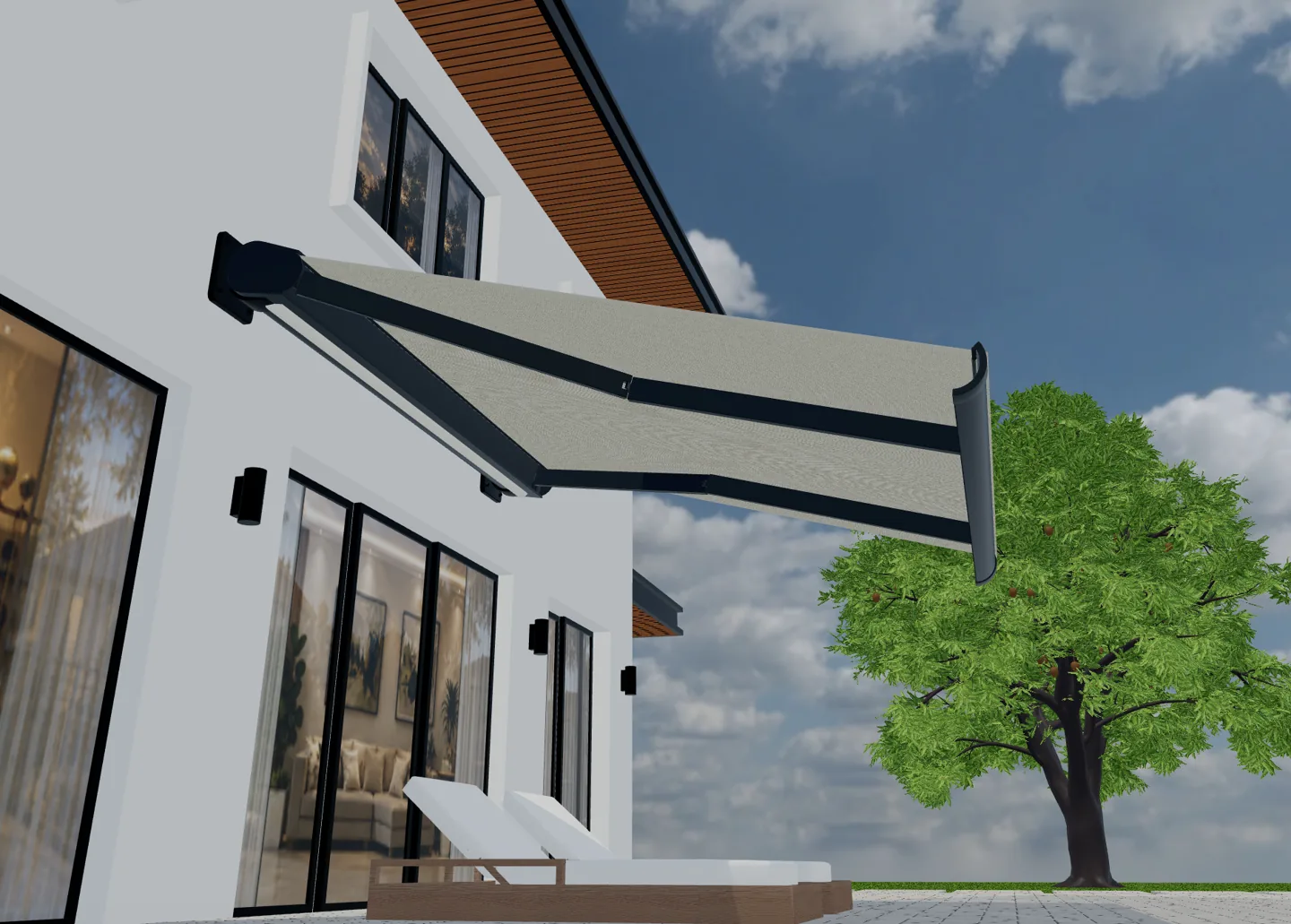 3D-Ansicht eines konfigurierbaren Produkts (Pergola) zu Spanien: individuelle 3D-Konfigurator-Software und Einführung.